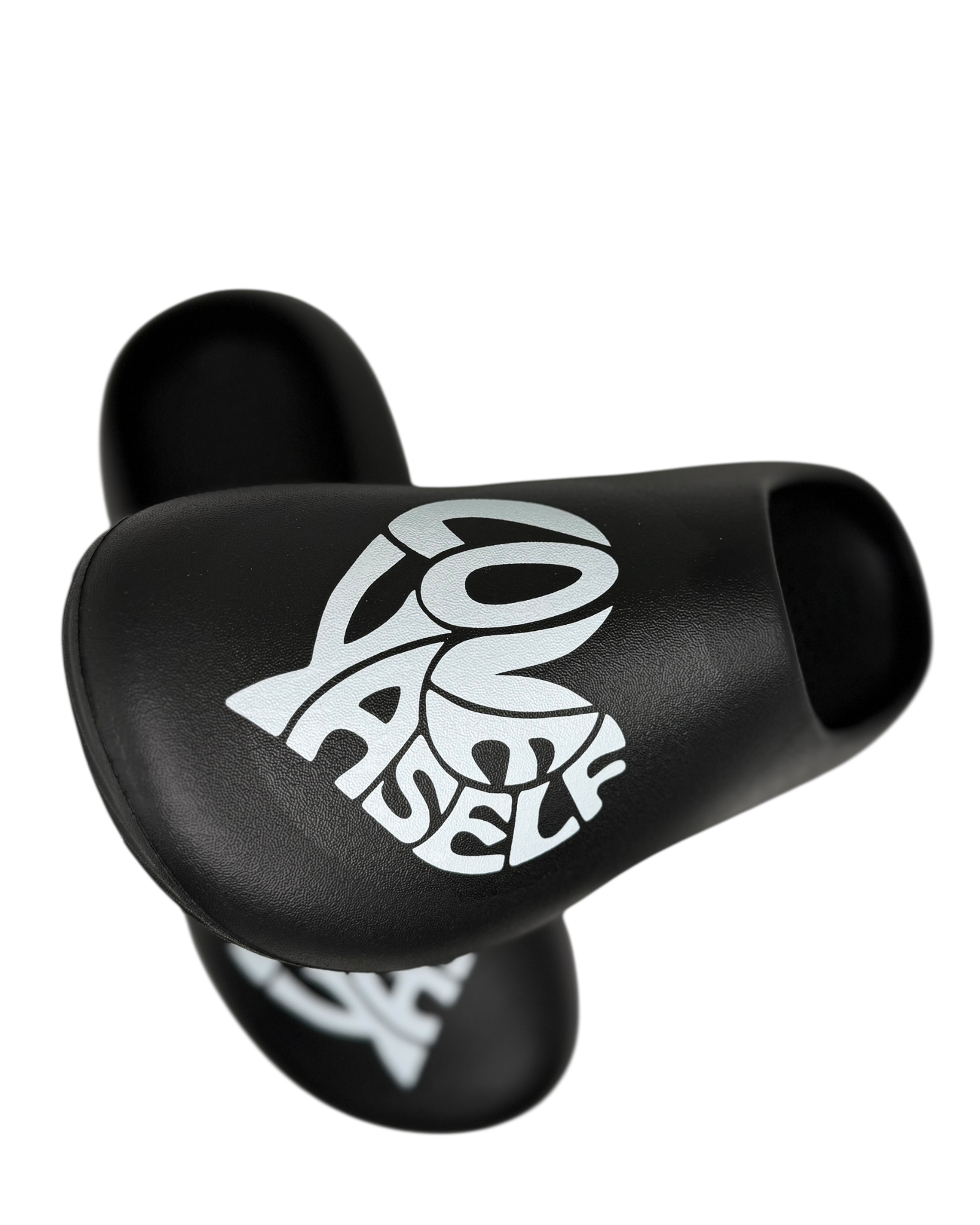 Black & White Love Yaself Foam Slides