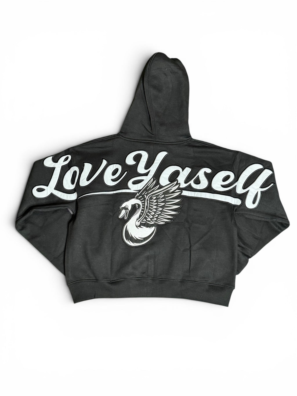Black “Dove” Love Yaself Zip-Up Top