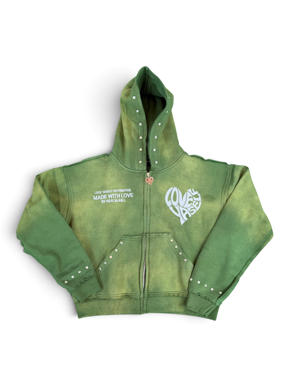 “Shrek” Love Yaself Acid Wash Zip-Up Hoodie