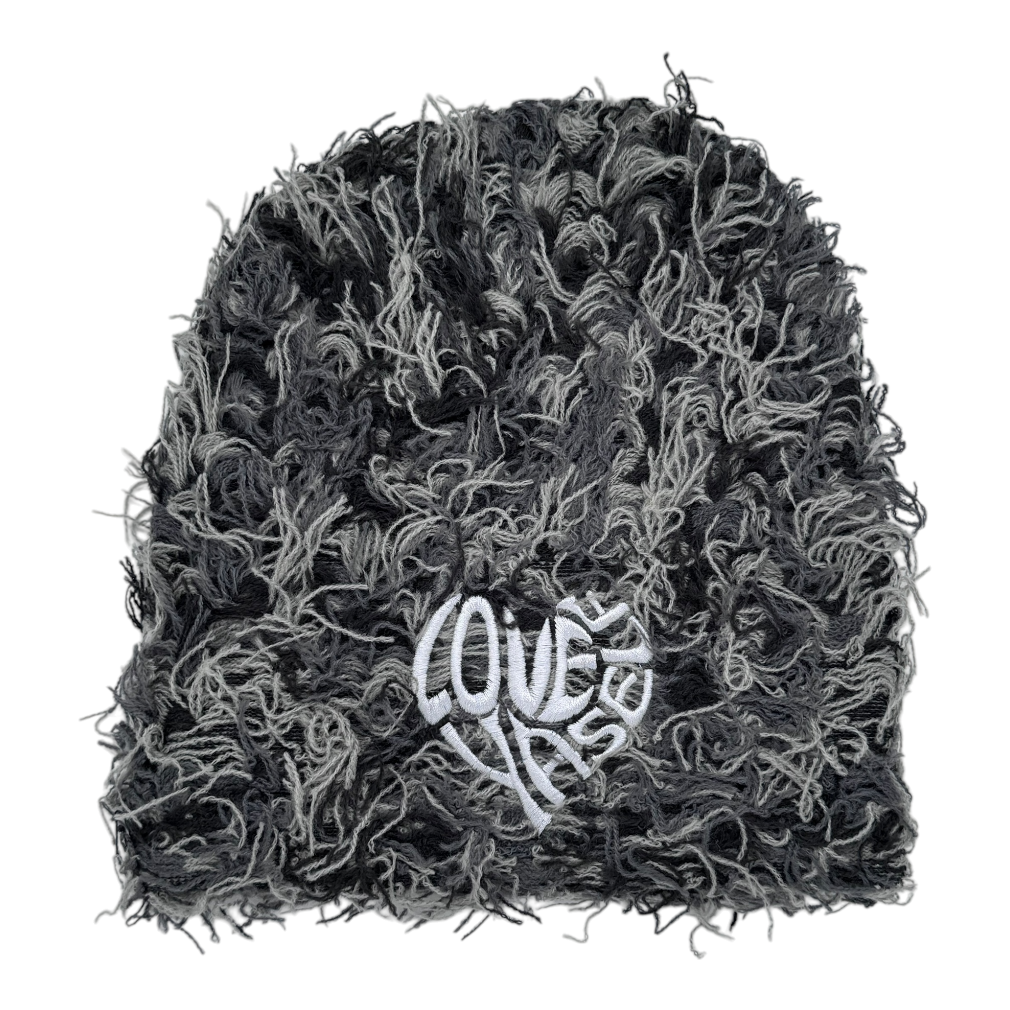 Black/Grey Distressed Love Yaself Knit Beanie