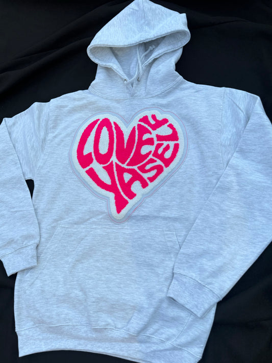 Grey/Pink Patch Hoodie