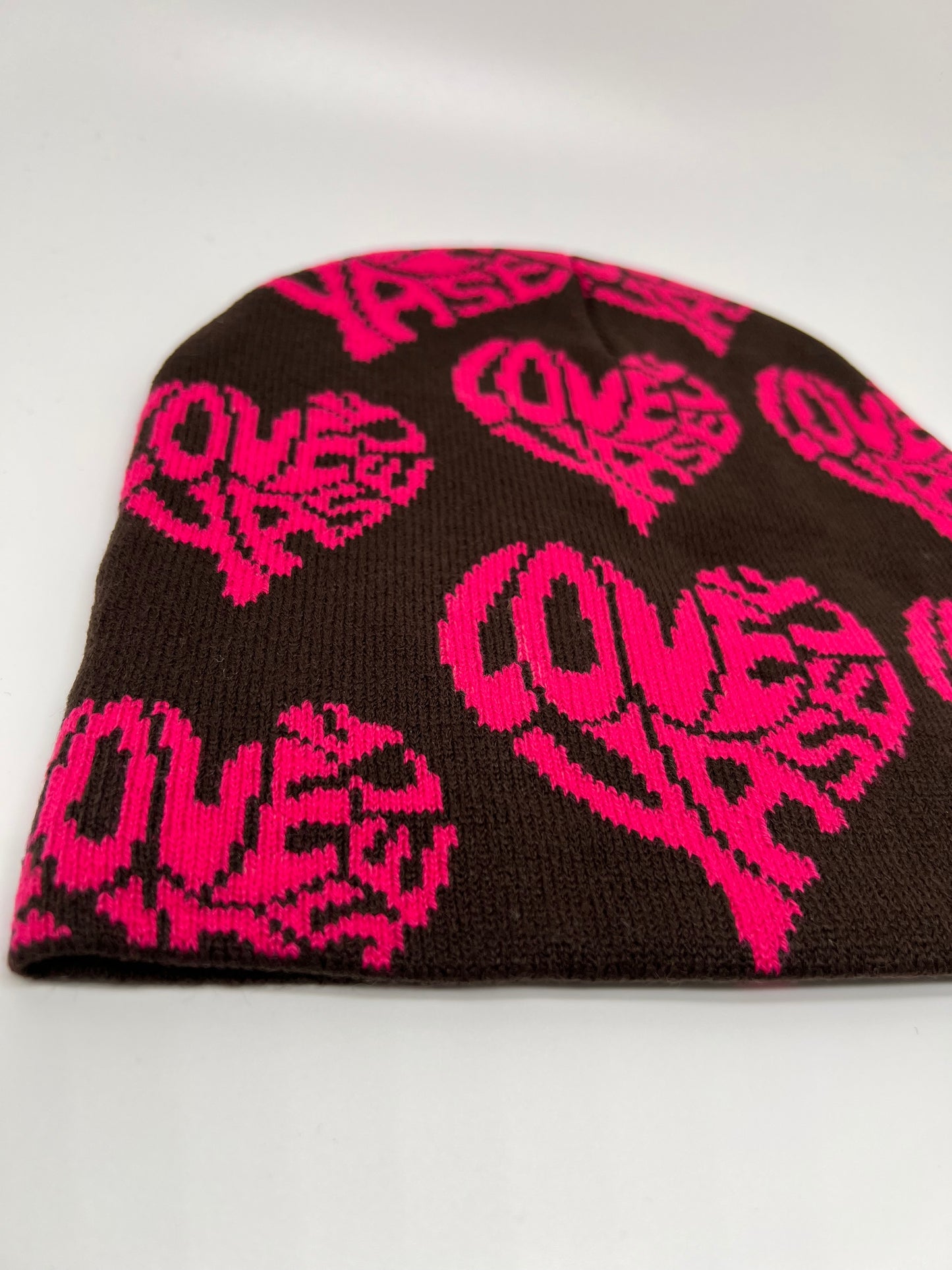 Brown & Pink Love Yaself Beanie