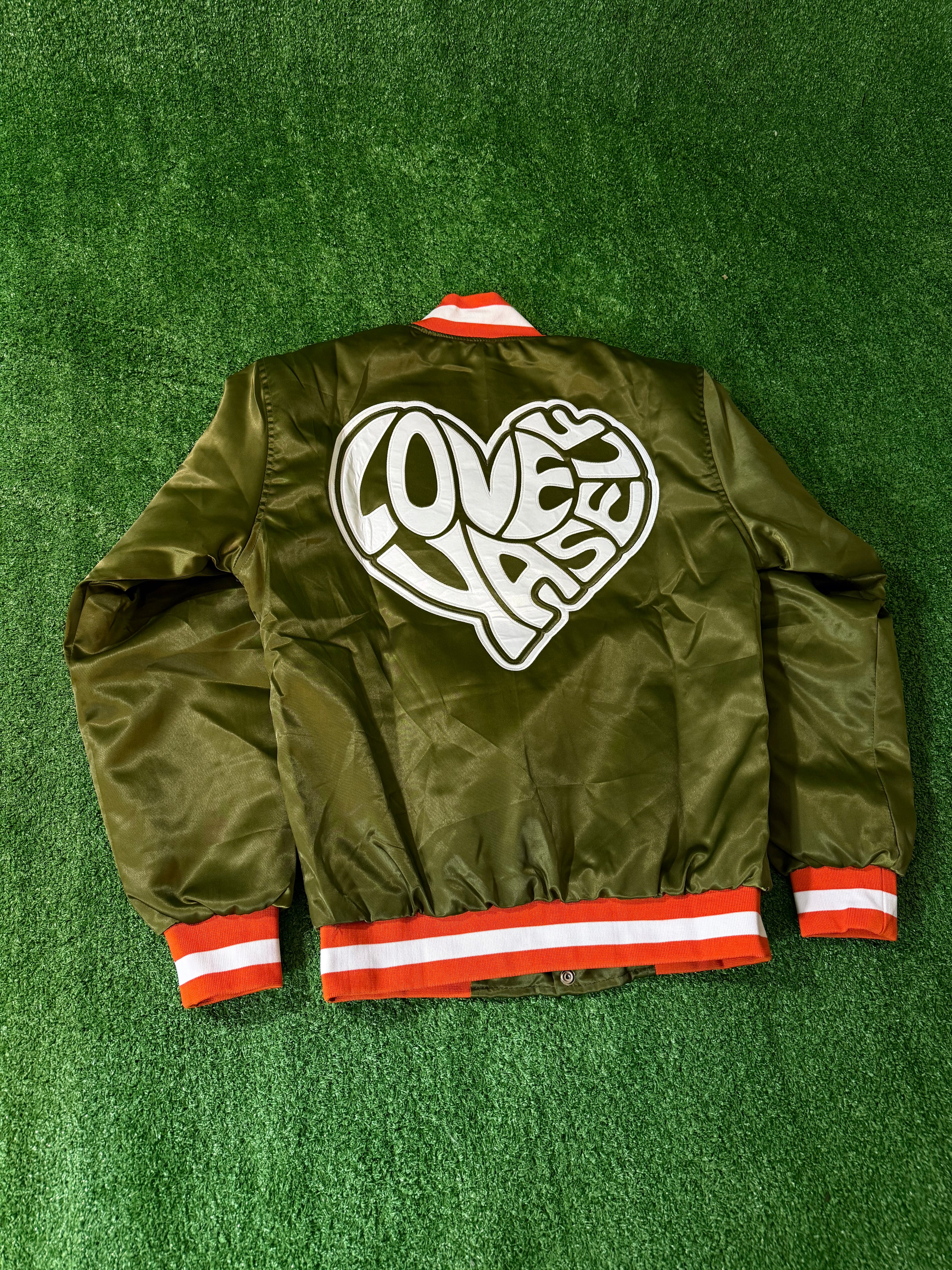 Olive Green Love Yaself “You Are Enough” Varsity Jacket