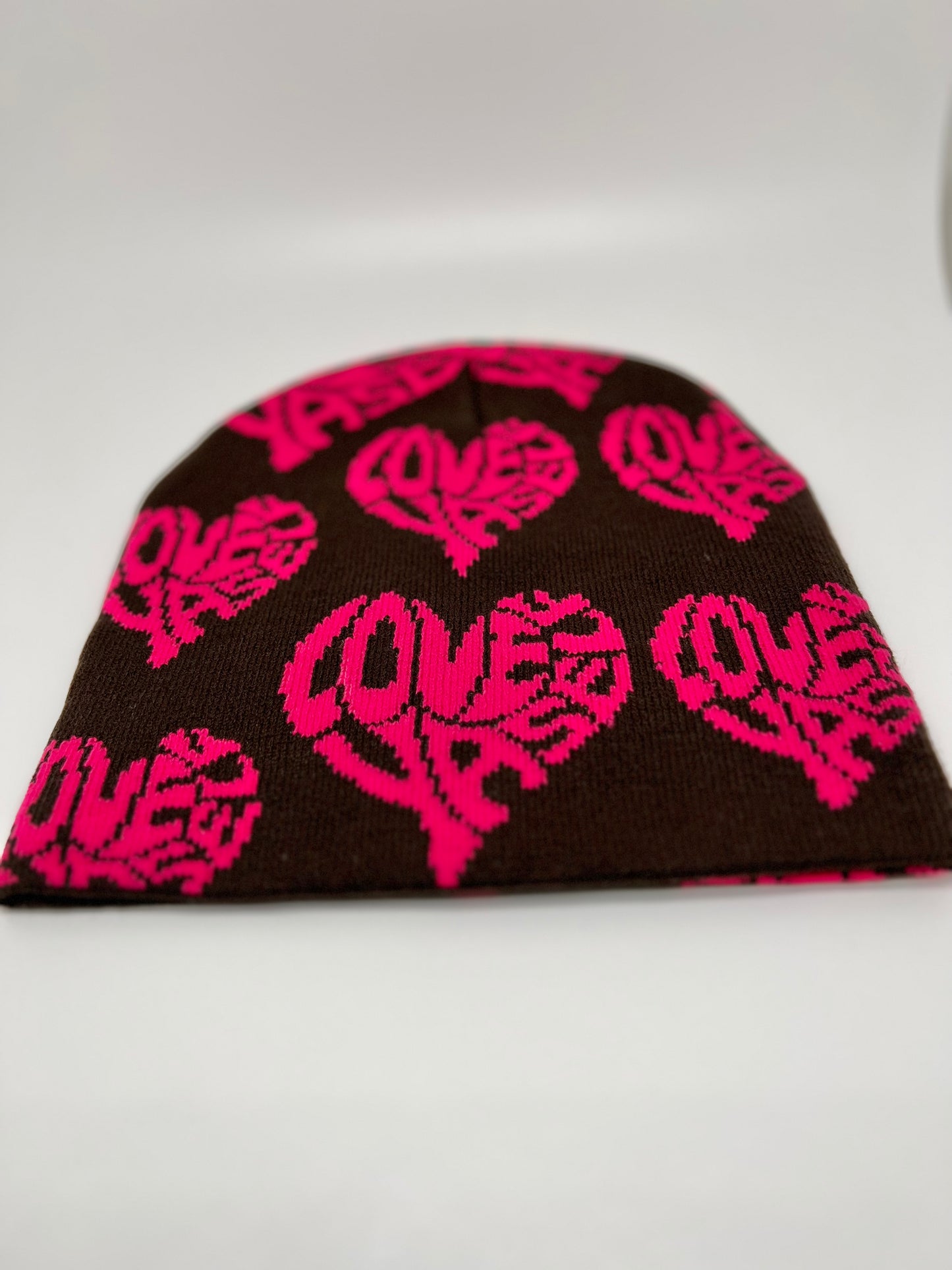 Brown & Pink Love Yaself Beanie