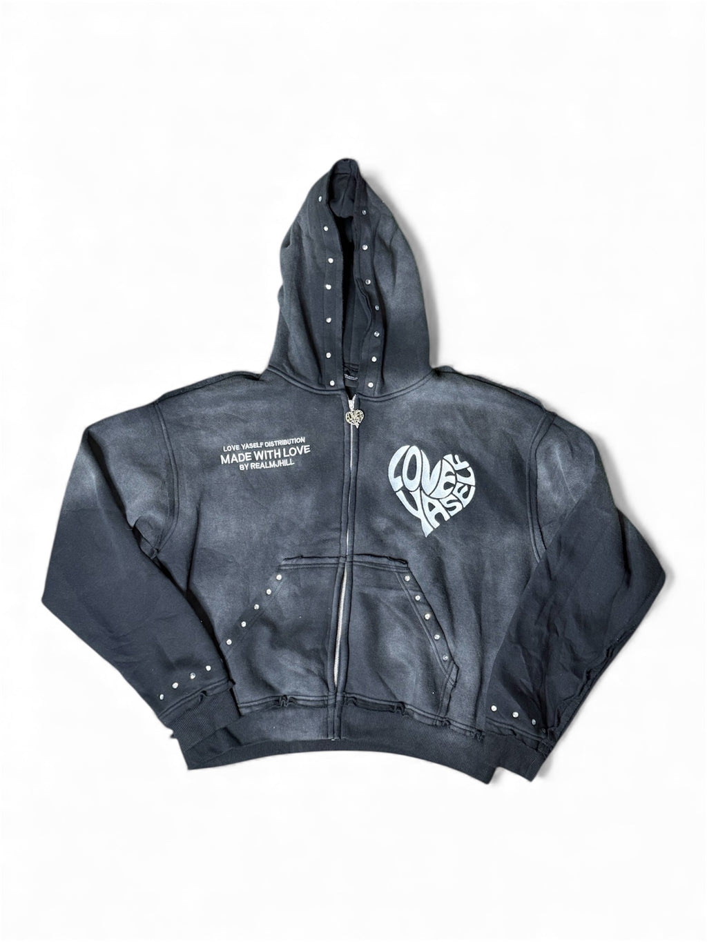 “Midnight” Love Yaself Acid Wash Zip-Up