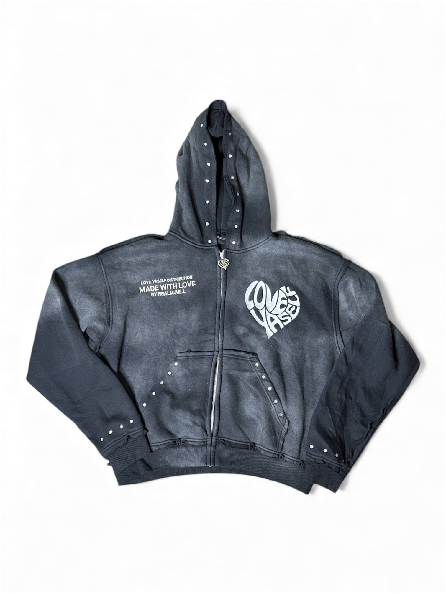 “Midnight” Love Yaself Acid Wash Zip-Up