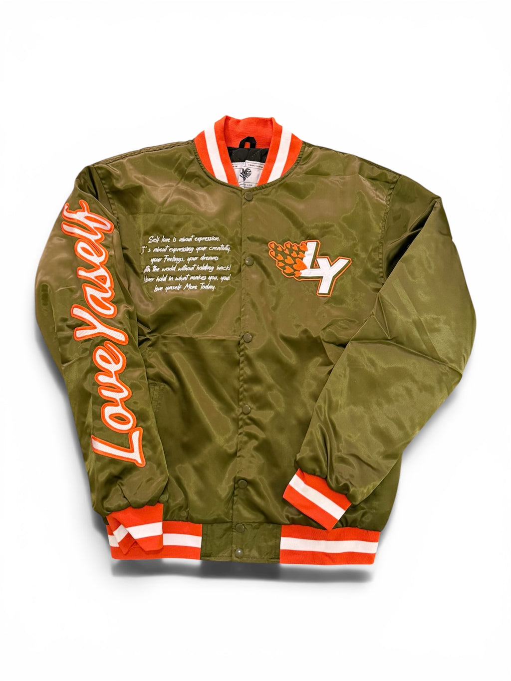 Olive Love Yaself “Expression” Varsity Jacket