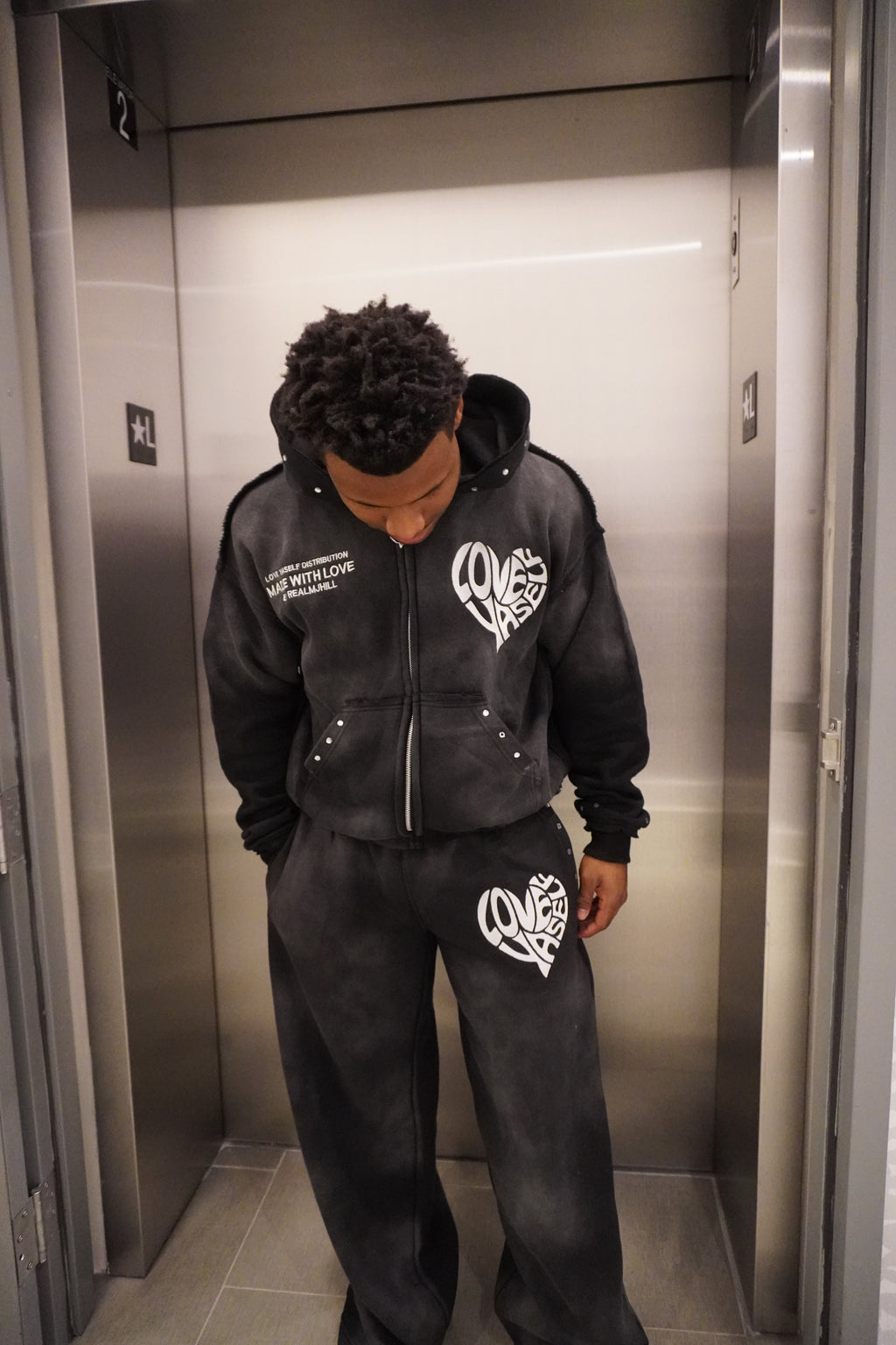 “Midnight” Love Yaself Acid Wash Sweats