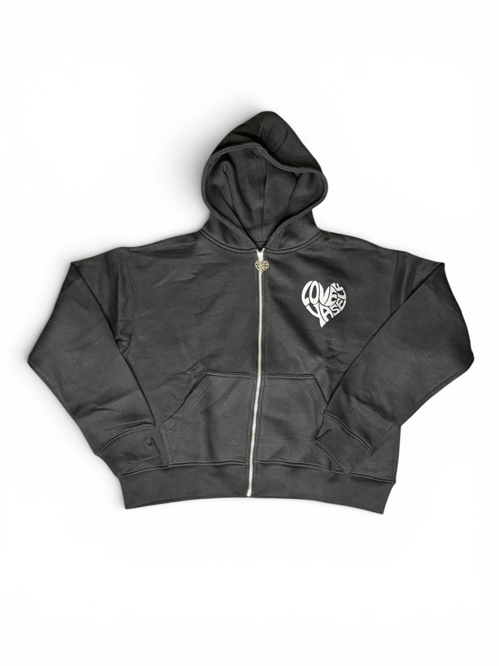 Black “Dove” Love Yaself Zip-Up Top