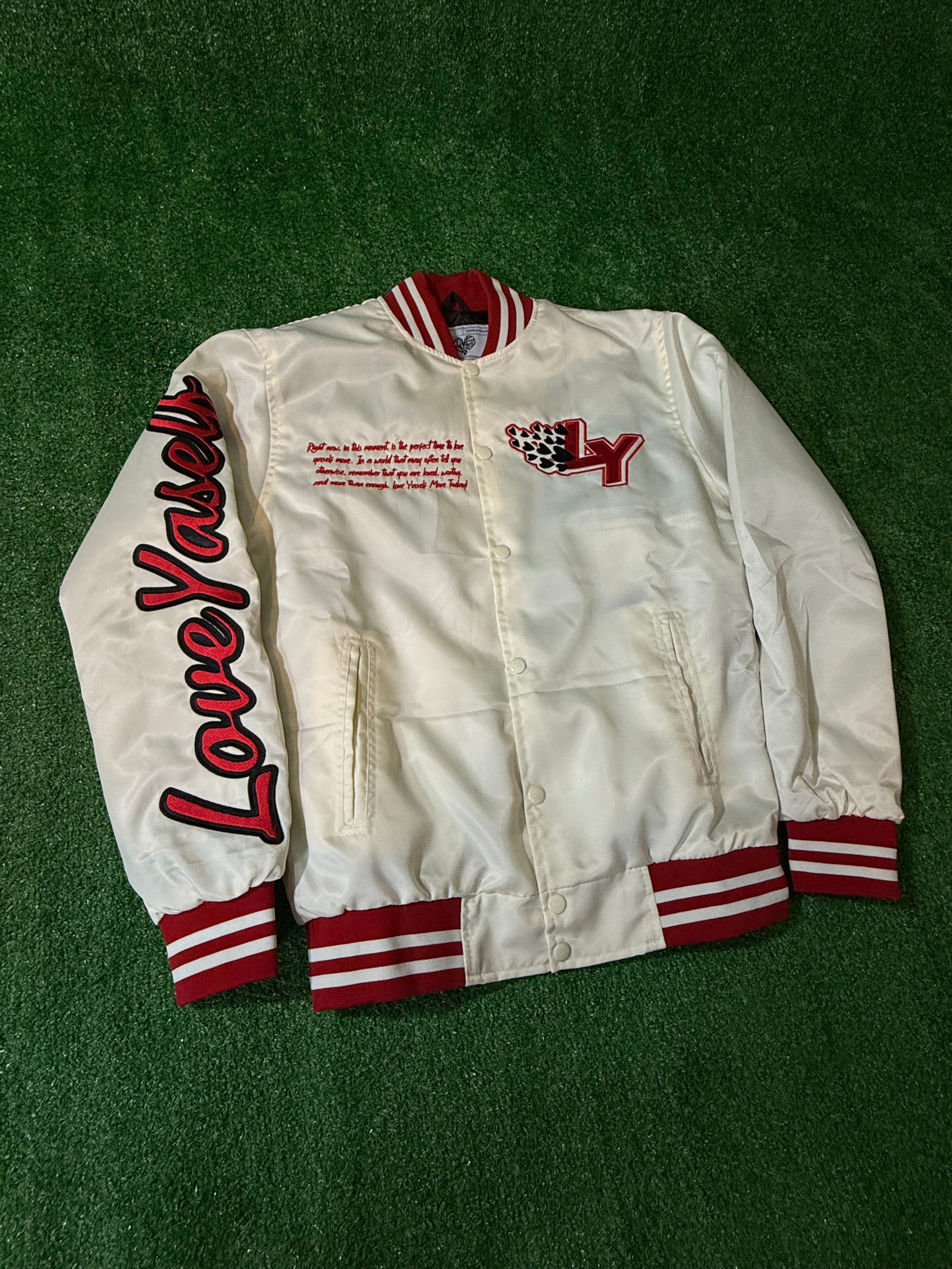 Light Cream Love Yaself “I Am Loved” Varsity Jacket