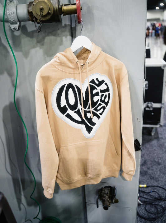 Beige/Black Patch Hoodie