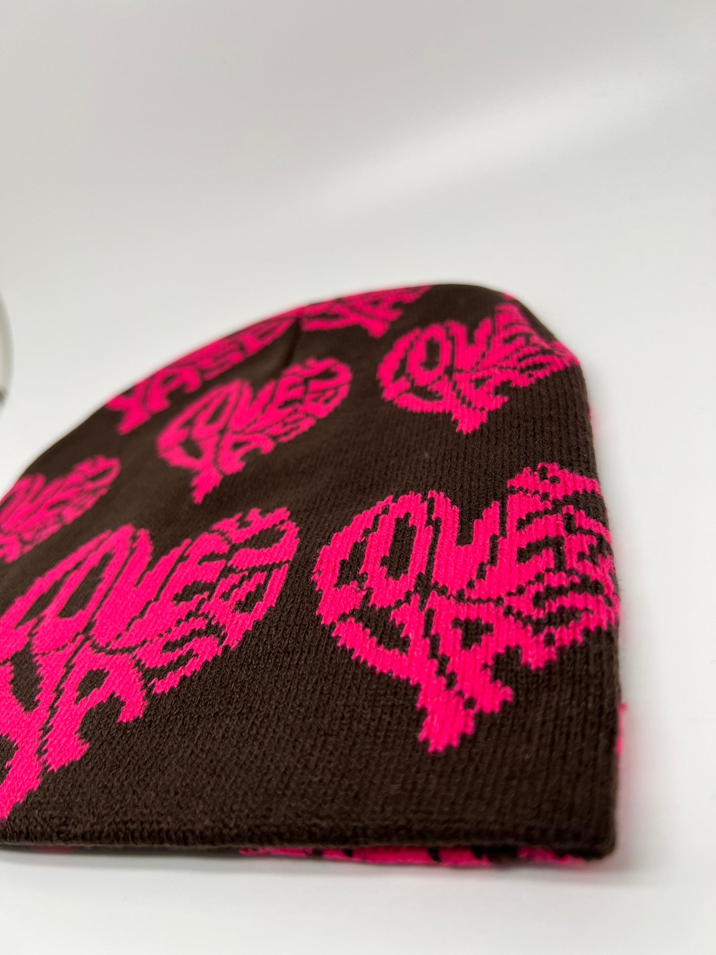 Brown & Pink Love Yaself Beanie