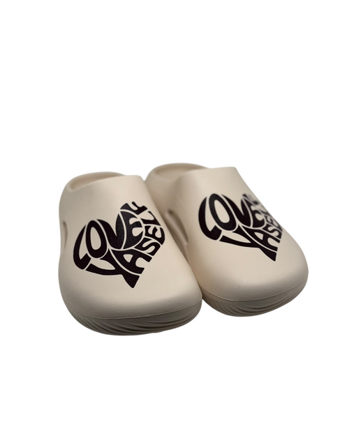 Beige & Brown Love Yaself Foam Slides
