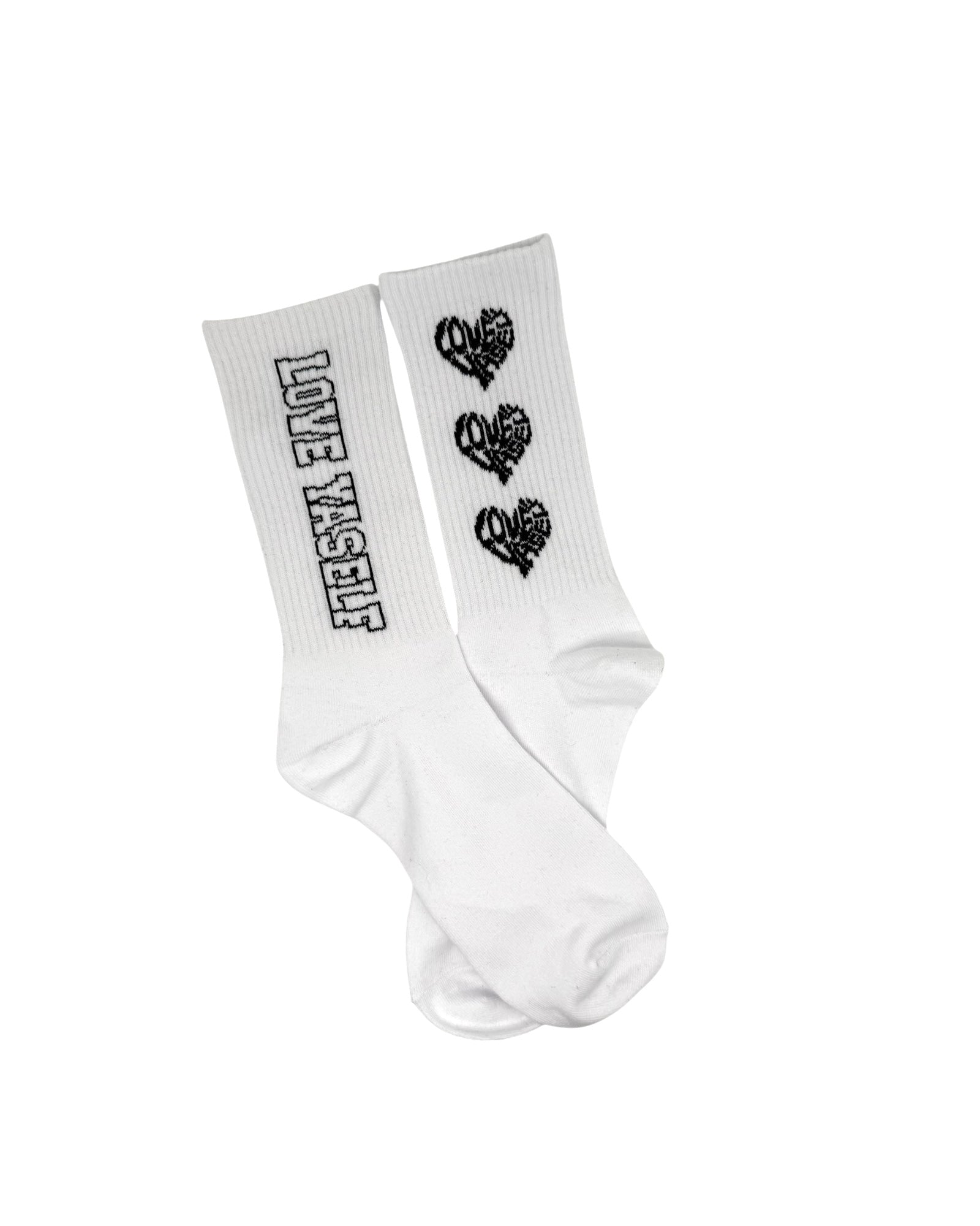 White & Black Love Yaself Single-Sided Socks