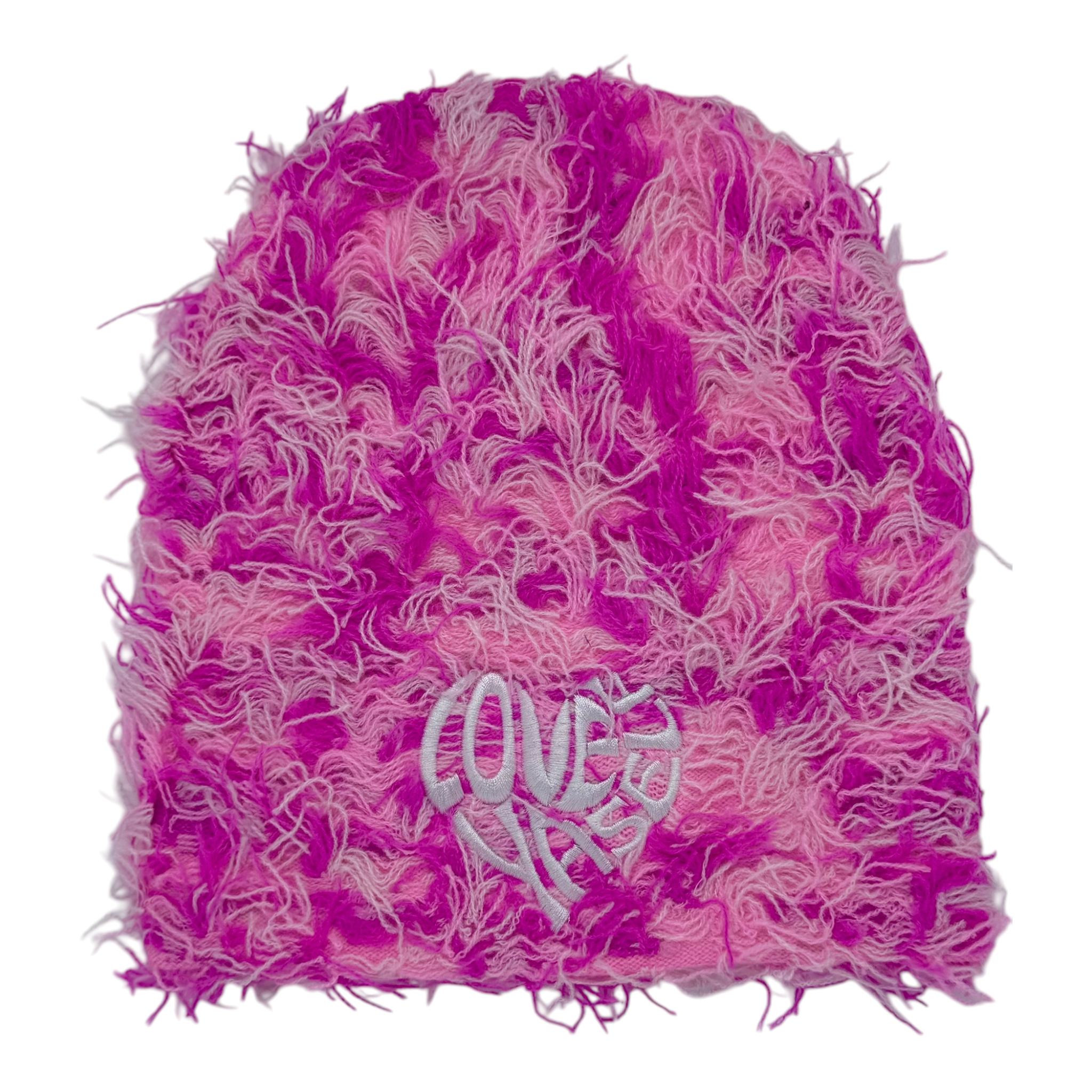 Pink Distressed Love Yaself Knit Beanie