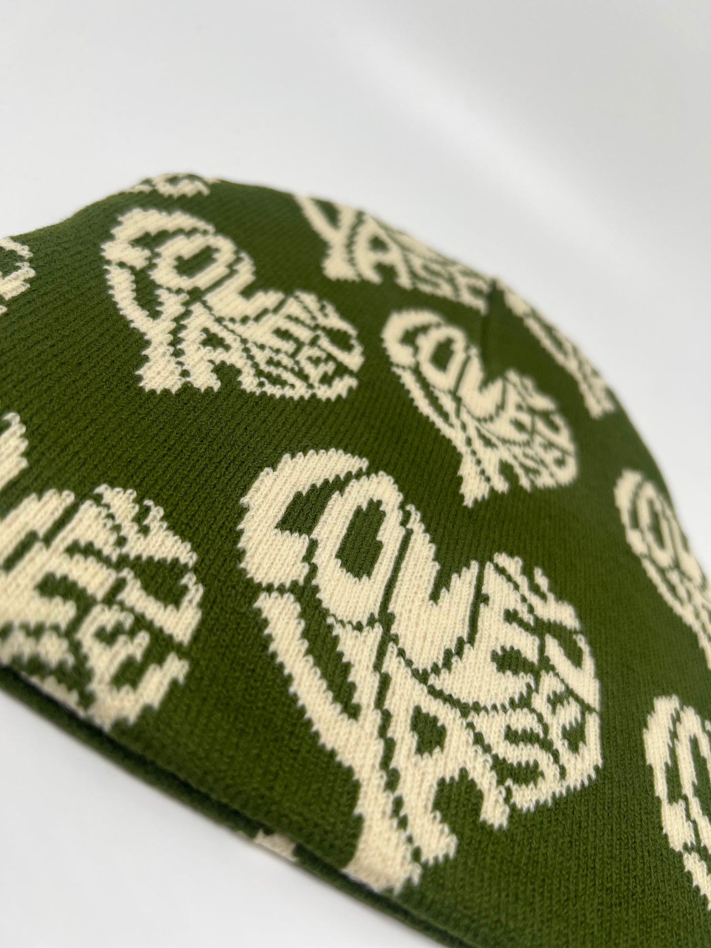 Military Green & Cream Love Yaself Beanie