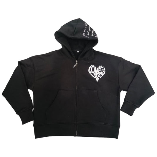 BLACK LOVE YASELF ZIP UP HOODIE