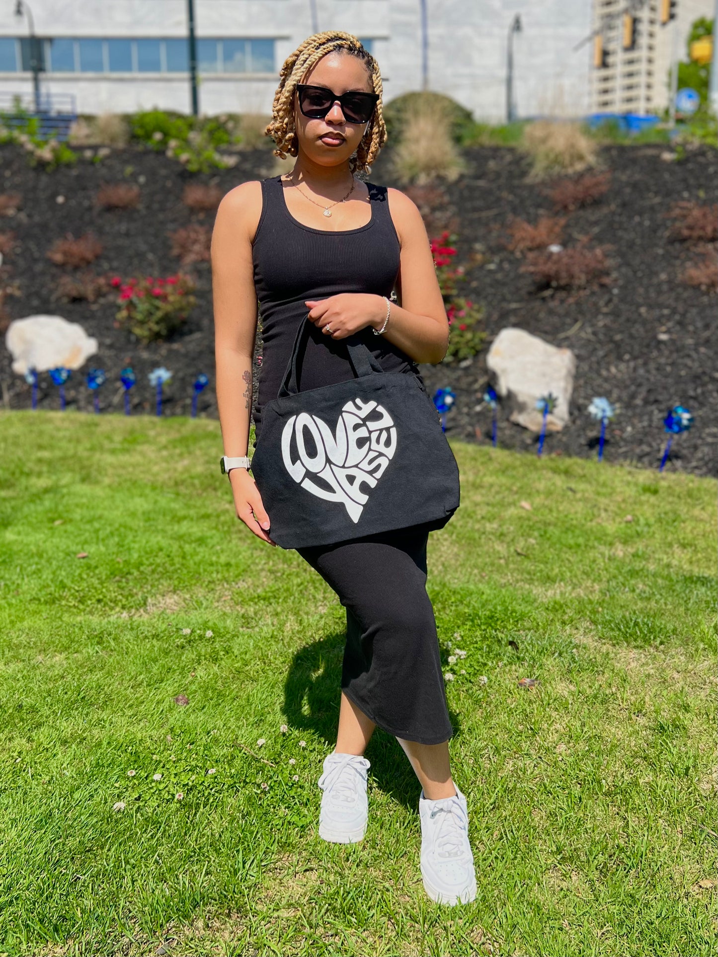 Black/White Love Yaself Tote Bag